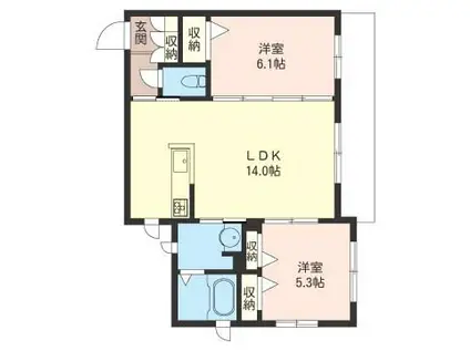 プレミアス・スクエア(2LDK/1階)の間取り写真