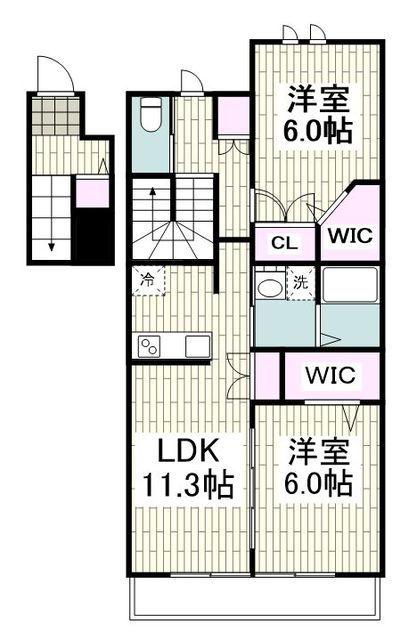 BELLA VISTA(2LDK/2階)の間取り写真