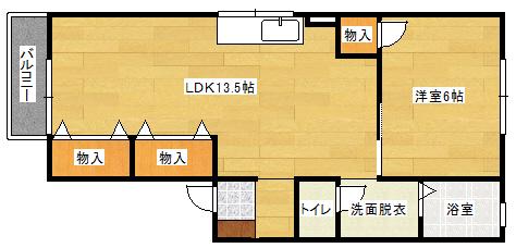 セジュール大町西(1LDK/2階)の間取り写真