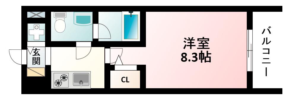 プラウドフラット新大阪(1K/14階)の間取り写真