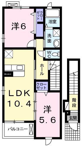 ルナソーレ(2LDK/2階)の間取り写真