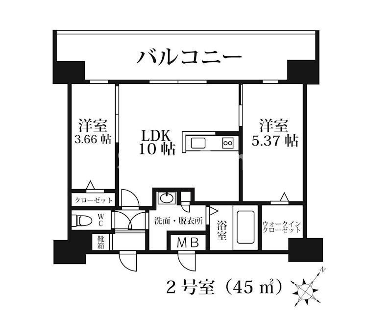 MODERN PALAZZO 天神AXIA(2LDK/13階)の間取り写真