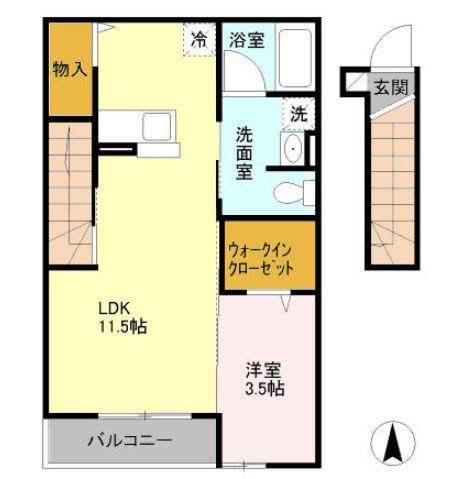 D-ROOM NAKANO(1LDK/2階)の間取り写真