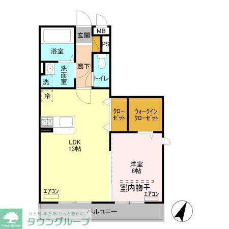 プランドール谷中C(1LDK/3階)の間取り写真