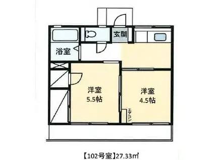 シティハイムグリーンヒル(2K/2階)の間取り写真