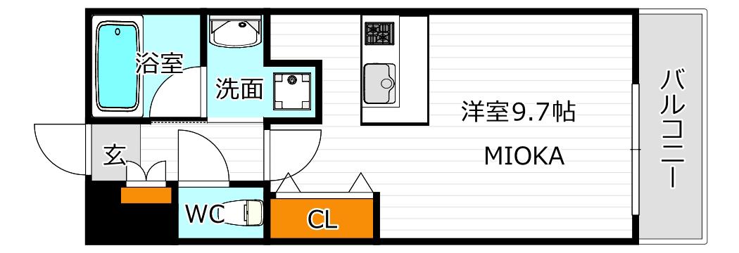 グランジュテ住吉(1K/2階)の間取り写真