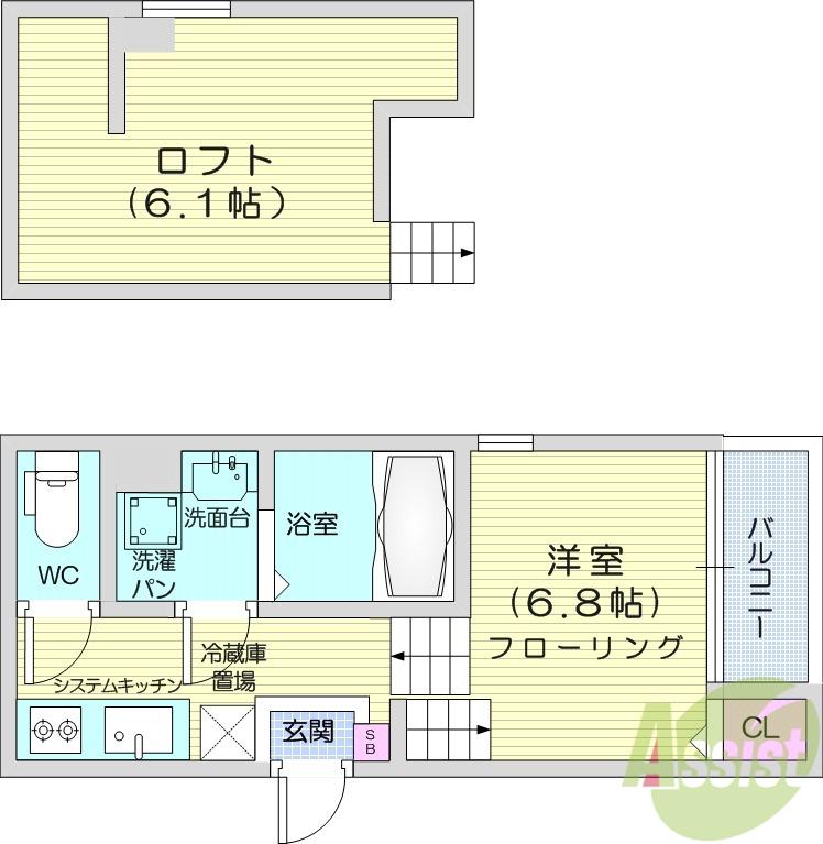 マジェスティ福田町(1K/1階)の間取り写真