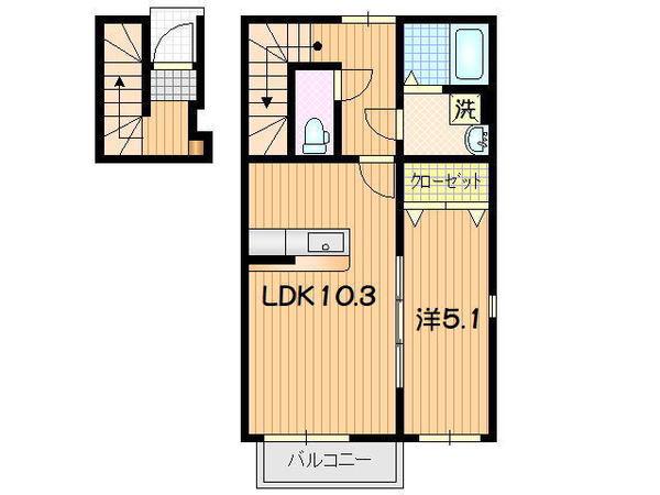 ヴィクトワール・M(1LDK/2階)の間取り写真