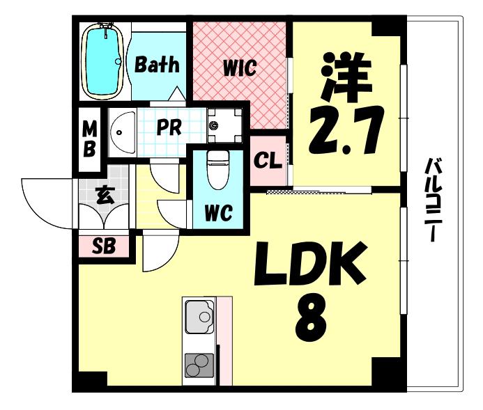 セレニテ兵庫エクラ(1LDK/8階)の間取り写真