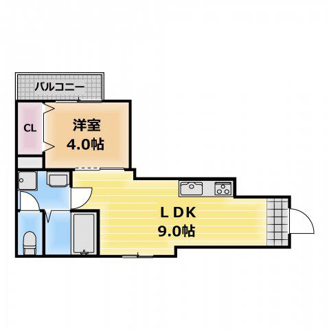 グロースコート弥刀II(1LDK/1階)の間取り写真