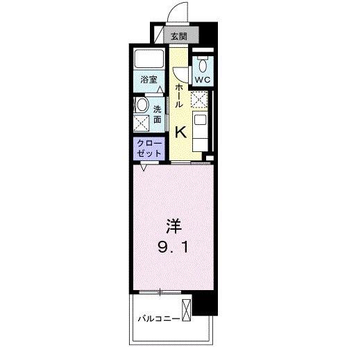 セントラルヒルズ昭和町(1K/4階)の間取り写真