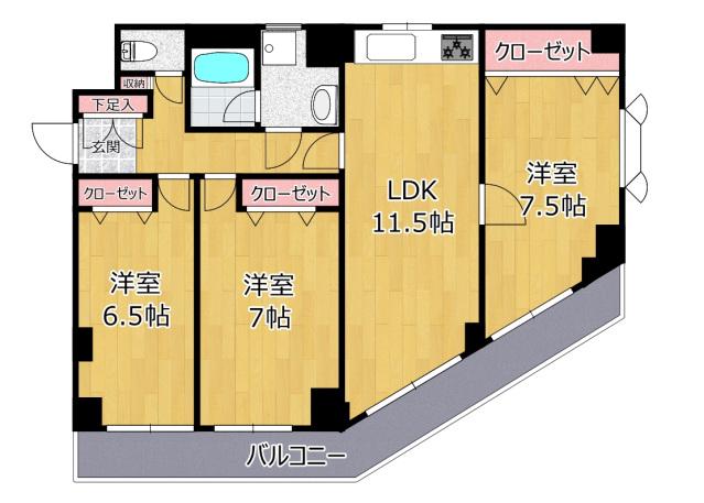 エルム梶が谷(3LDK/3階)の間取り写真
