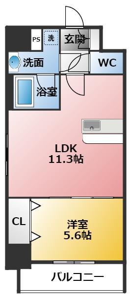 AURUM(1LDK/6階)の間取り写真