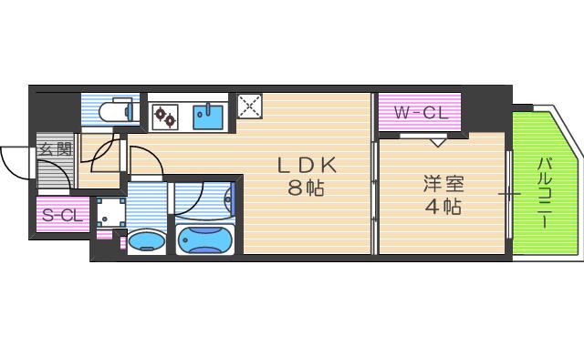 アーバネックス西天満(1LDK/3階)の間取り写真