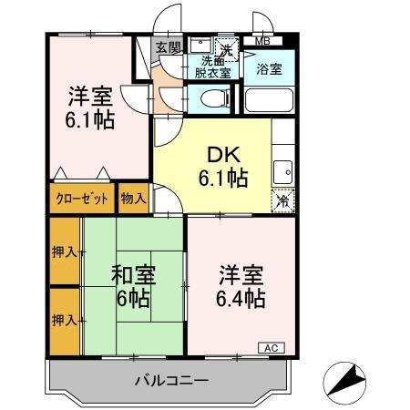 サザンメトロ233(3DK/3階)の間取り写真