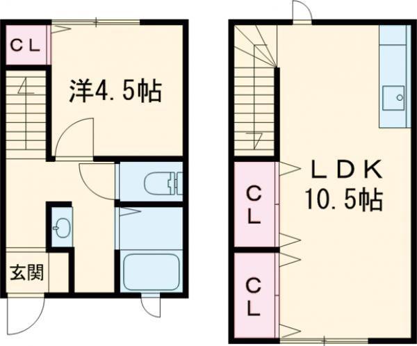 エスポワール小郡(1LDK/1階)の間取り写真