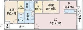 CELENEST高岳(2LDK/4階)の間取り写真