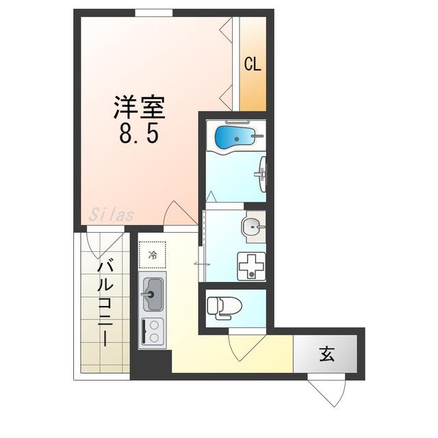 フジパレス浜寺公園II番館(1K/3階)の間取り写真