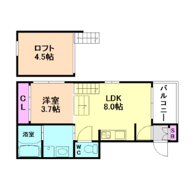 STAGE千舟(1LDK/2階)の間取り写真