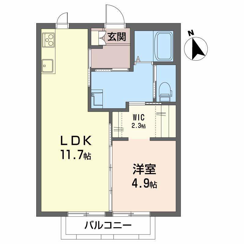 ディアスノザワ(1LDK/2階)の間取り写真