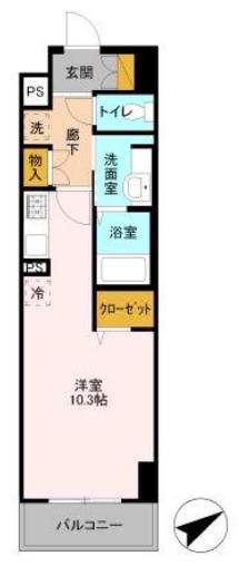 AKレジデンス本八幡(ワンルーム/8階)の間取り写真