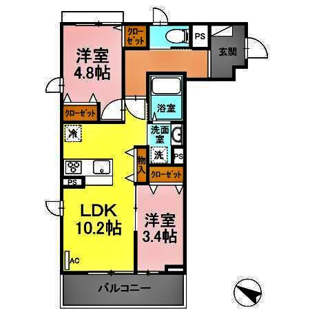 AROMAIII(2LDK/2階)の間取り写真