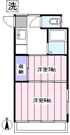 殖産アパート(2K/1階)の間取り写真