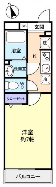 リブリ・八千代台北(1K/2階)の間取り写真