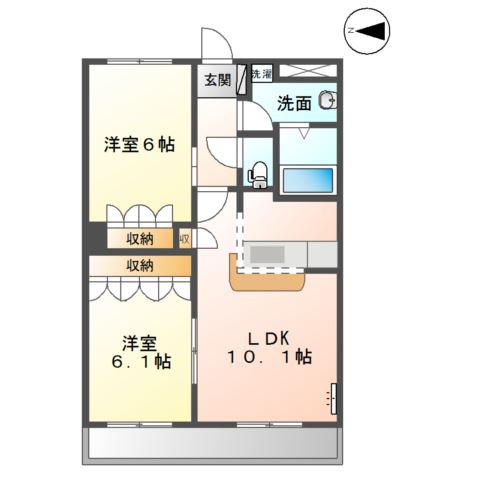 リヴィエール(2LDK/1階)の間取り写真