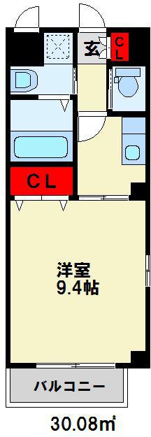 カレント上吉田IA(1K/2階)の間取り写真
