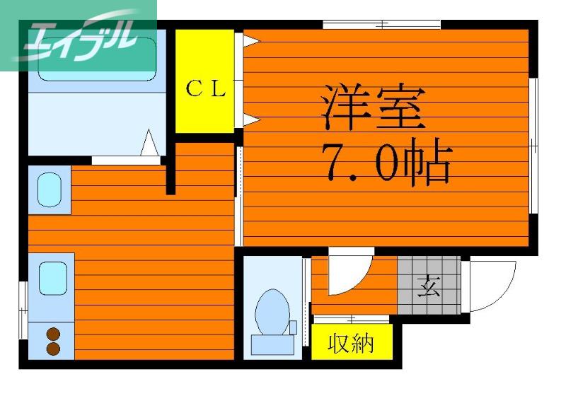 アリビオ下伊福(1K/1階)の間取り写真