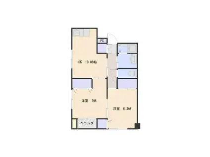 ラ・オーヴェルI(2LDK/3階)の間取り写真