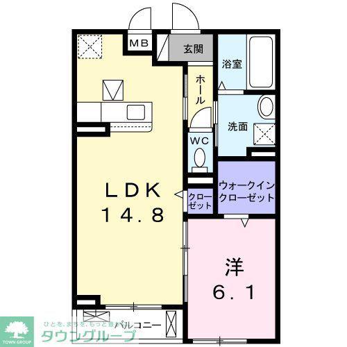 アーバンウッド(1LDK/1階)の間取り写真