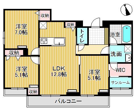 ミライエ・シリウス サウス(3LDK/4階)の間取り写真
