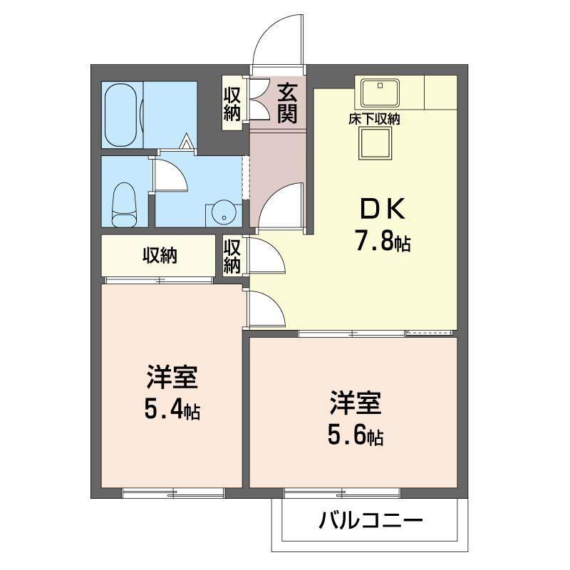 ロイヤルハイツA(2DK/1階)の間取り写真