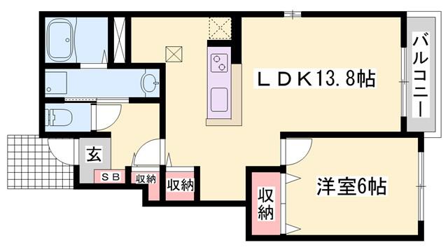 ミル メルシィ(1LDK/1階)の間取り写真