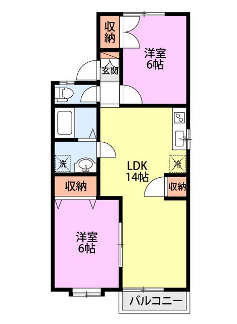 サンシティ小針A(2LDK/2階)の間取り写真
