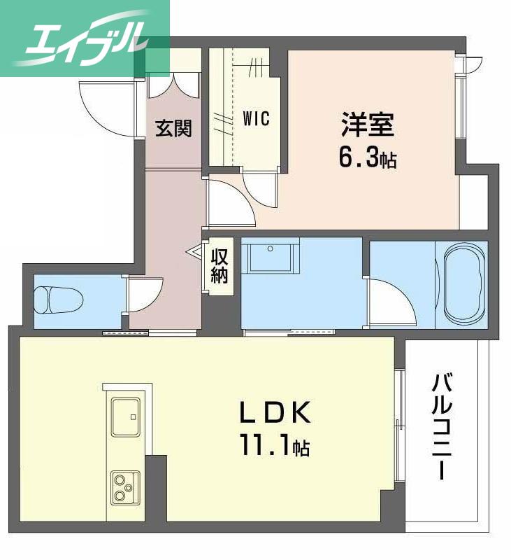 アメリス(1LDK/2階)の間取り写真