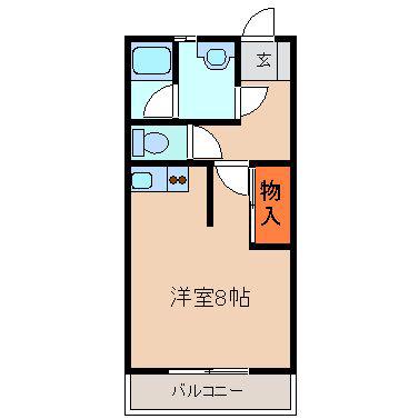 タートルハウス(1K/2階)の間取り写真