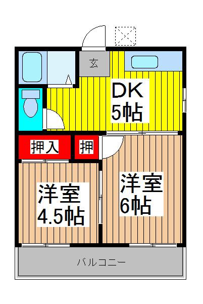 コーポイトウ(2DK/1階)の間取り写真