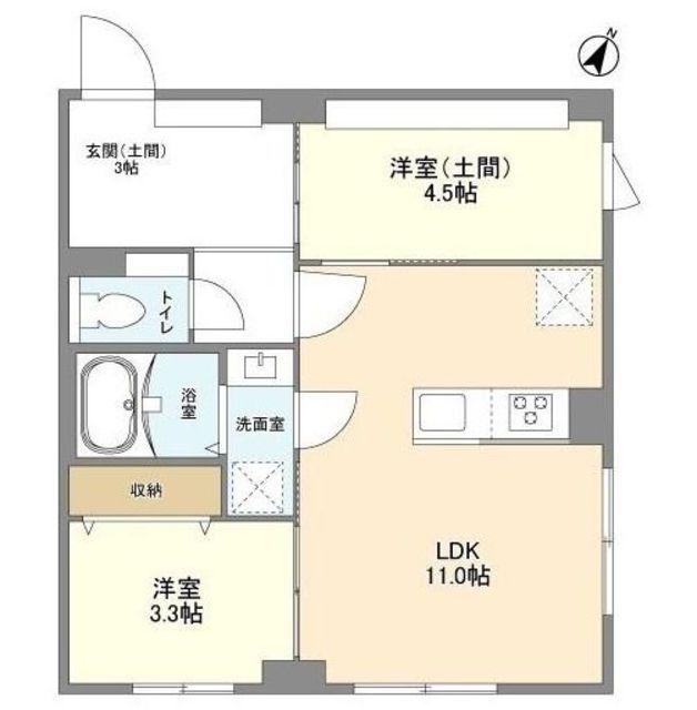 ウェルスクエア目黒(2LDK/4階)の間取り写真