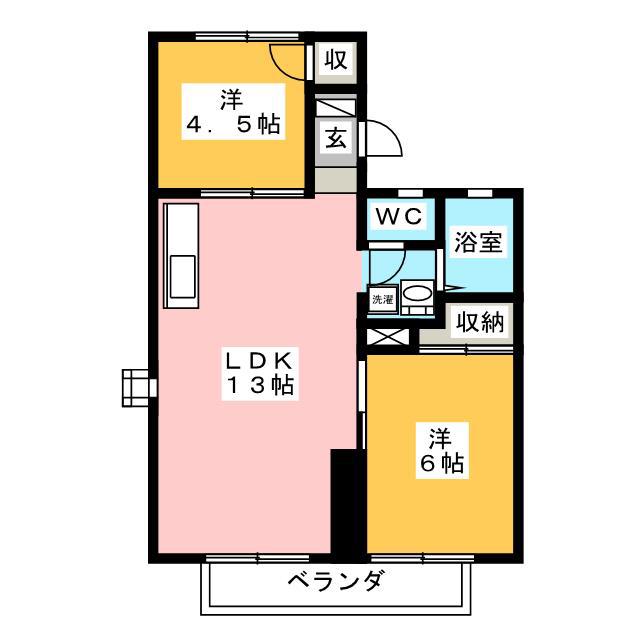 レジデンス高橋B(2LDK/1階)の間取り写真