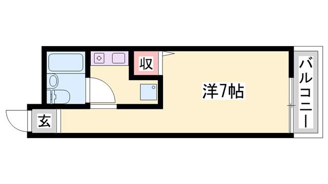 西明石ヤングパレスII(ワンルーム/1階)の間取り写真