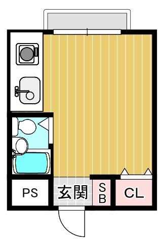 グリンヴェール(ワンルーム/1階)の間取り写真