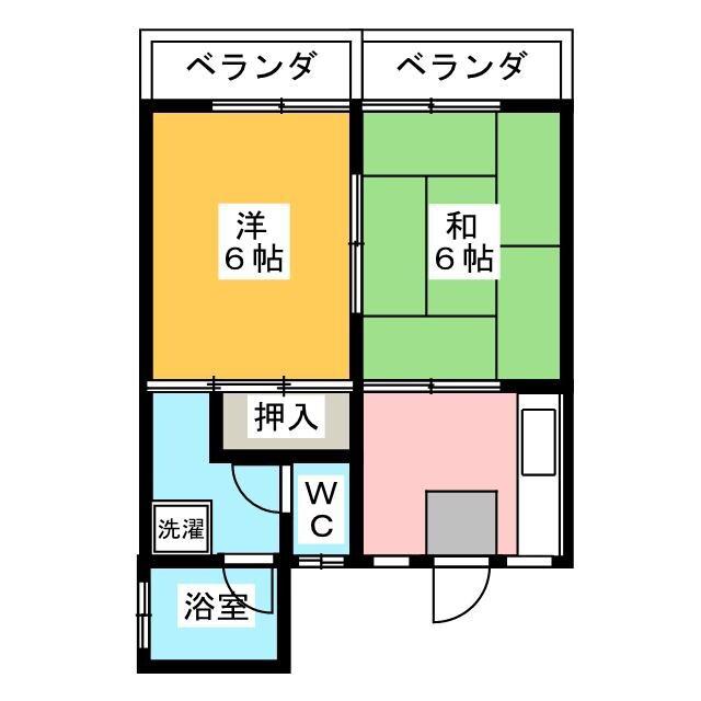 みどり荘(2K/2階)の間取り写真