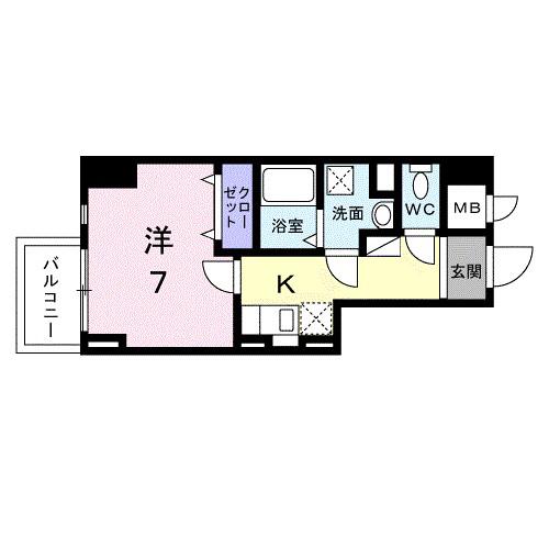スアヴィス平塚八重咲(1K/2階)の間取り写真