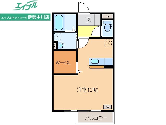 CONFORT B棟(ワンルーム/1階)の間取り写真