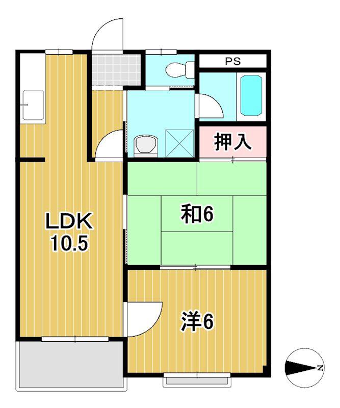 祥栄パルコB(2LDK/1階)の間取り写真