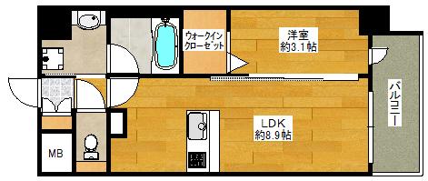 ファーストフィオーレ江坂ガーデン(1LDK/5階)の間取り写真