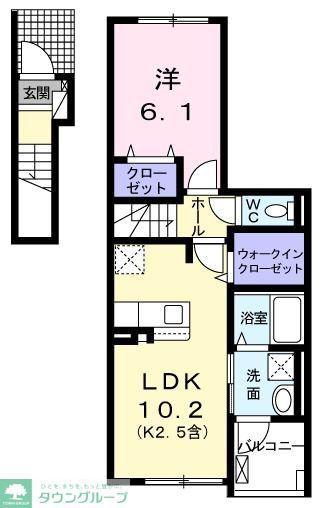 ユーフォリア(1LDK/2階)の間取り写真